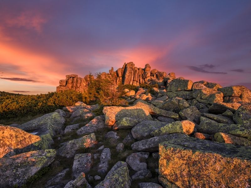 sunset, czech, chzechia, krkonoše, giant moutains Sunset on the rocks.. фото превью