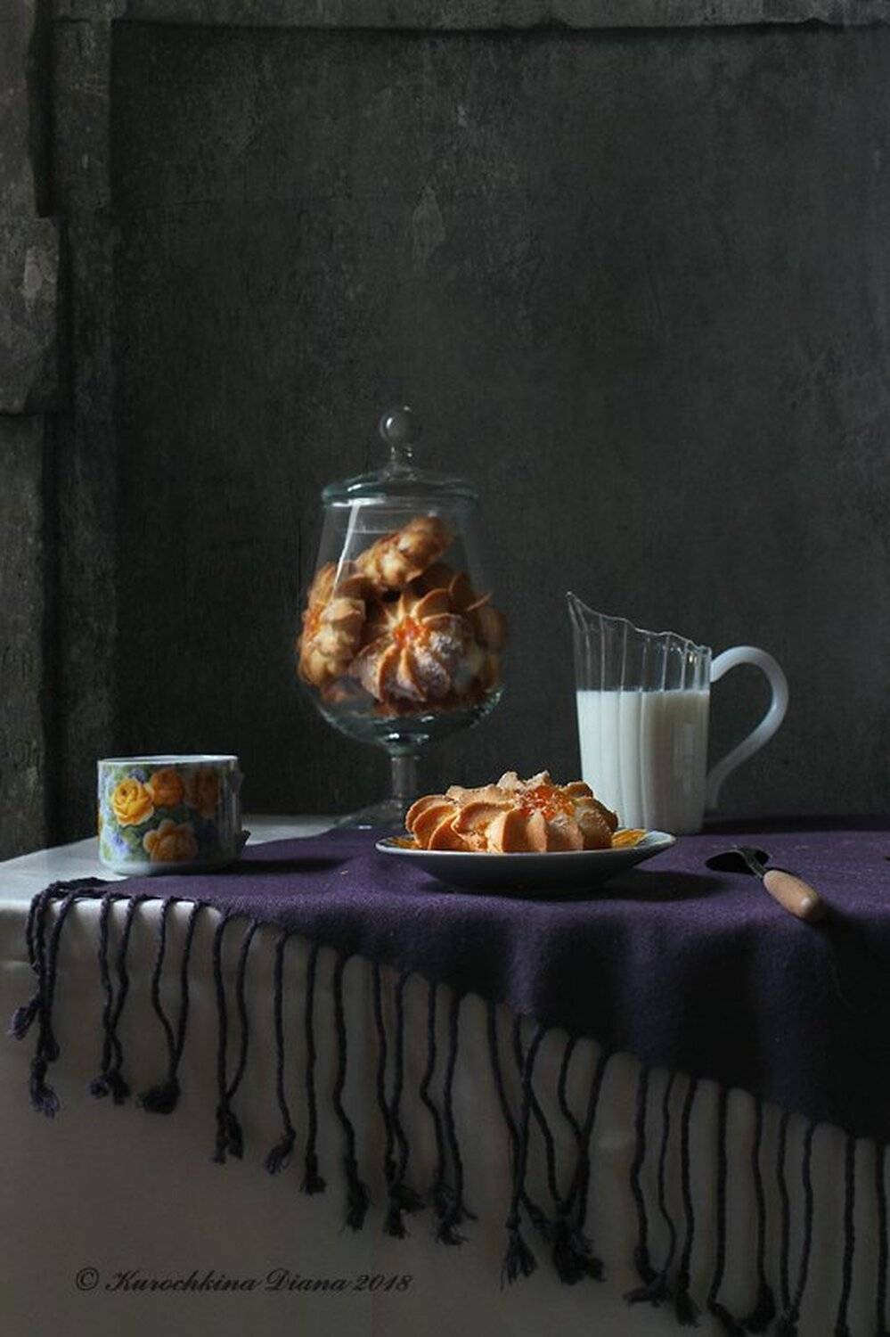 натюрморт, печенье, курабье, молоко, Курочкина Диана