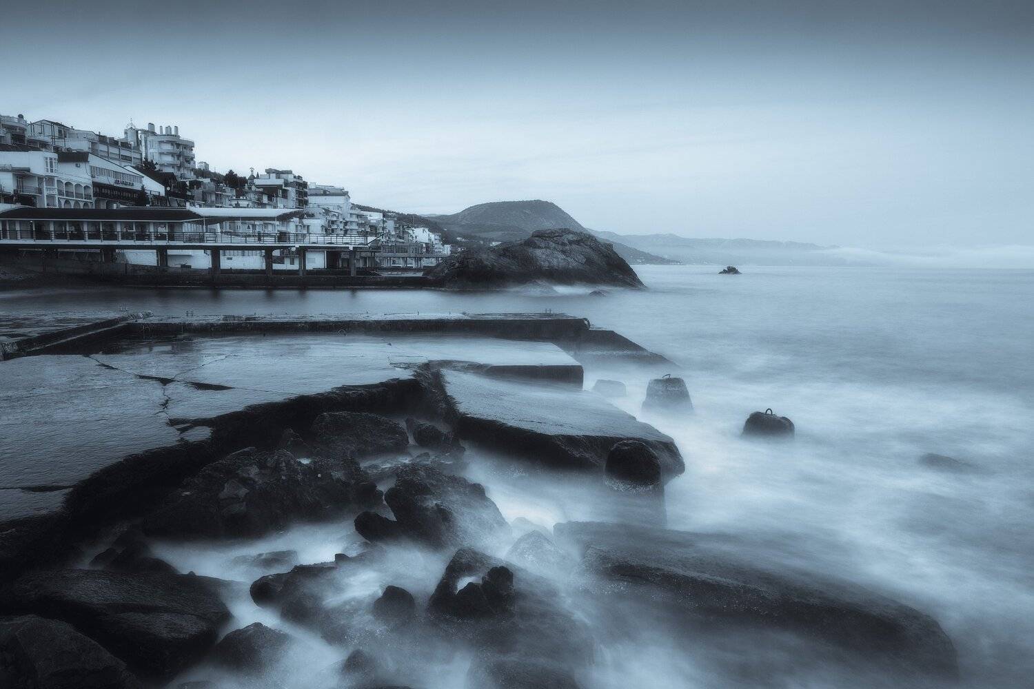 россия, крым, полуостров, пейзаж, природа, черное море, длинная выдержка, берег, камни, заход солнца, закат, сумерки, Оборотов Алексей