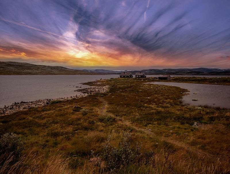 норвегия Домики на закате фото превью