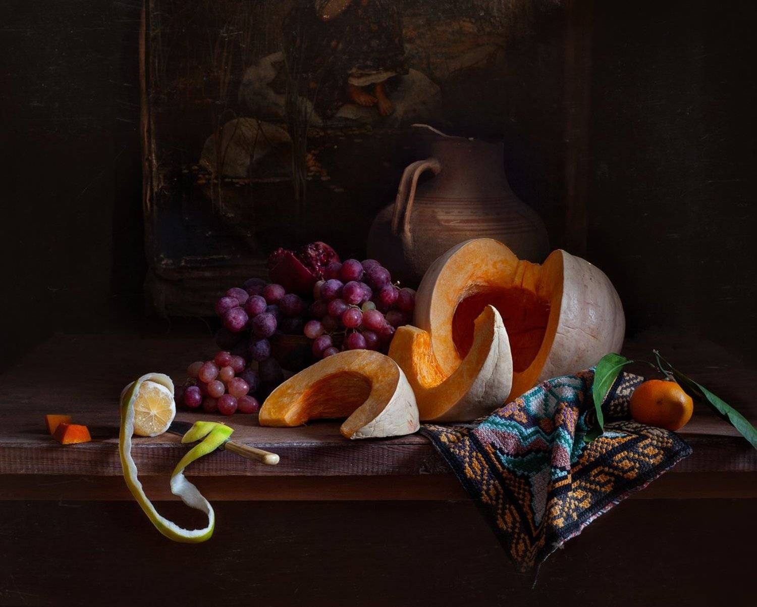 натюрморт, still life, тыква. виноград. лимон, арт, картина, евгений корниенко, Евгений Корниенко