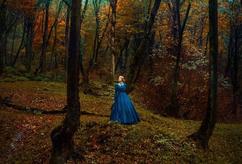 fine art model girl outdoor natural autumn color The Secret life of daydreams фото превью