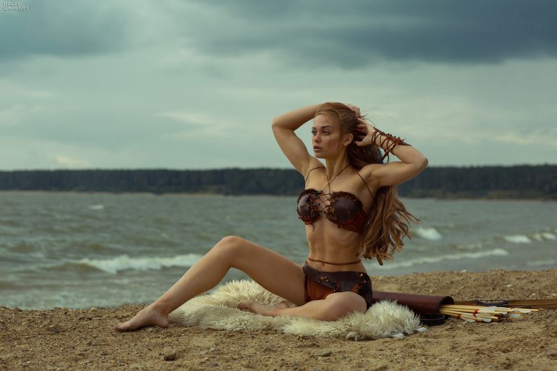 амазонка, воительница, воин, лук, лучница, девушка воин, море, бикини, стрелок, фентези, девушка с оружием, amazon Амазонка фото превью