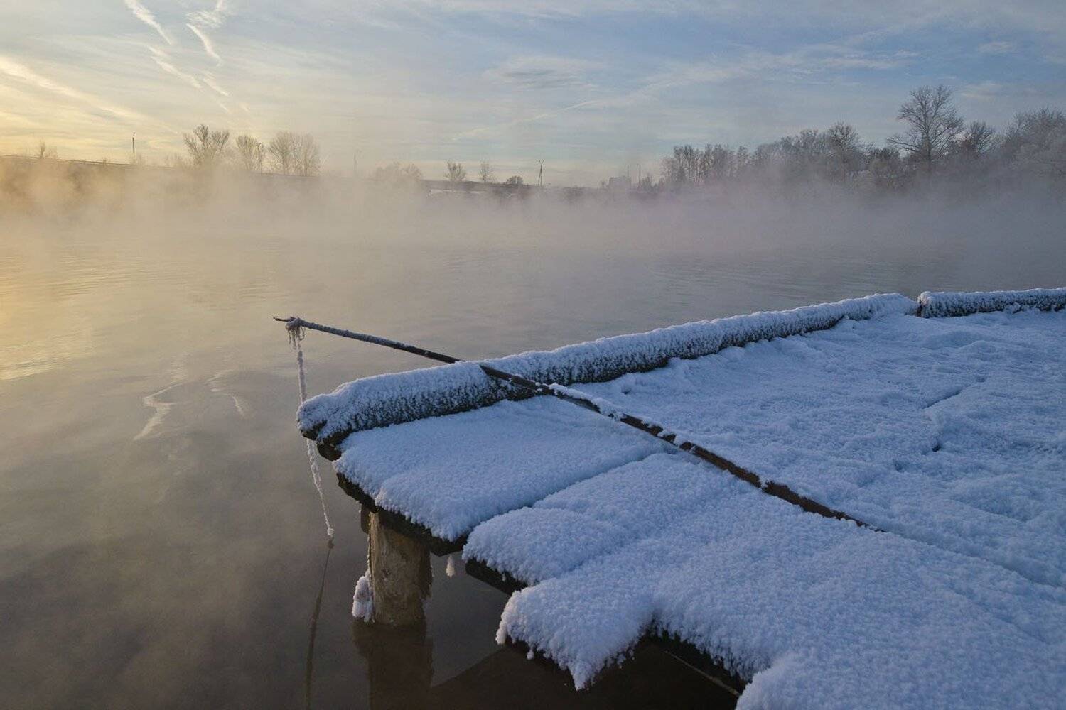 утро, рассвет, зима, озеро, горячка, Михаил Агеев