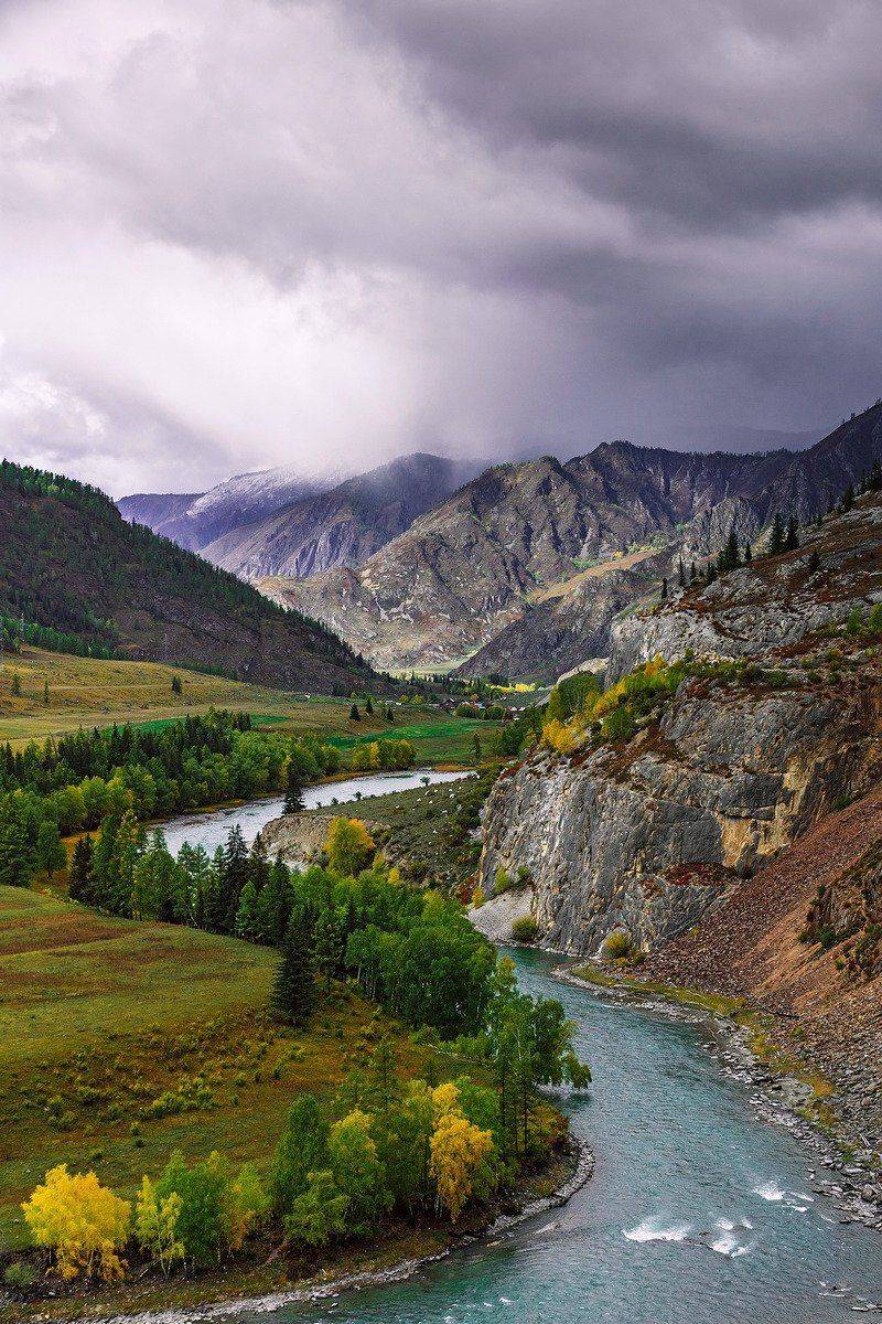 пейзаж, горы, осень, река, Катунь, Горный Алтай, Александр Потапов