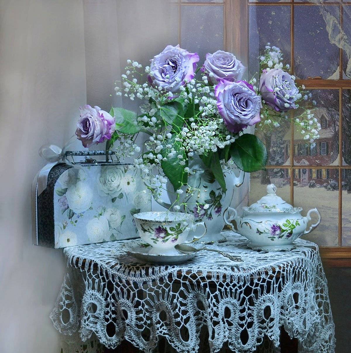still life,натюрморт,фото натюрморт, зима, декабрь, розы, цветы, фарфор, Колова Валентина