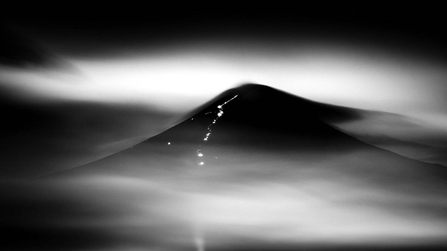 Fuji,Japan,mountain,clouds,night,light,amazing,fantastic,beautiful, Takashi