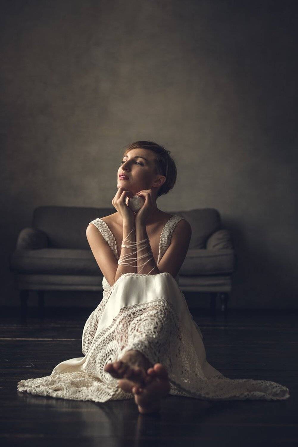 девушка, платье, нити, Александр Тишкевич