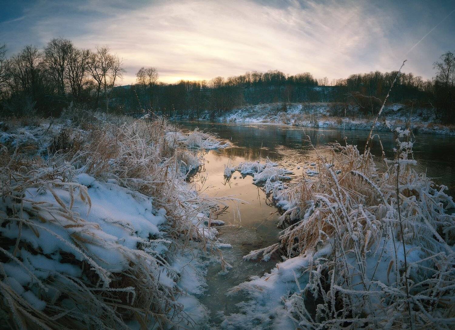 лес, природа, пейзаж, зима, река, вода, ручей, подмосковье, Алексей Никонов