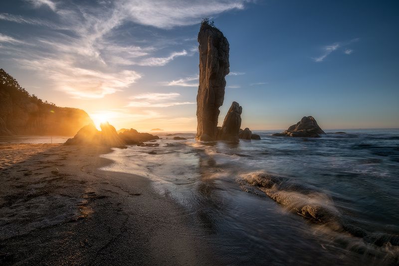 приморский край море солнце рассвет владивосток заповедник скалы Заповедное Приморье фото превью