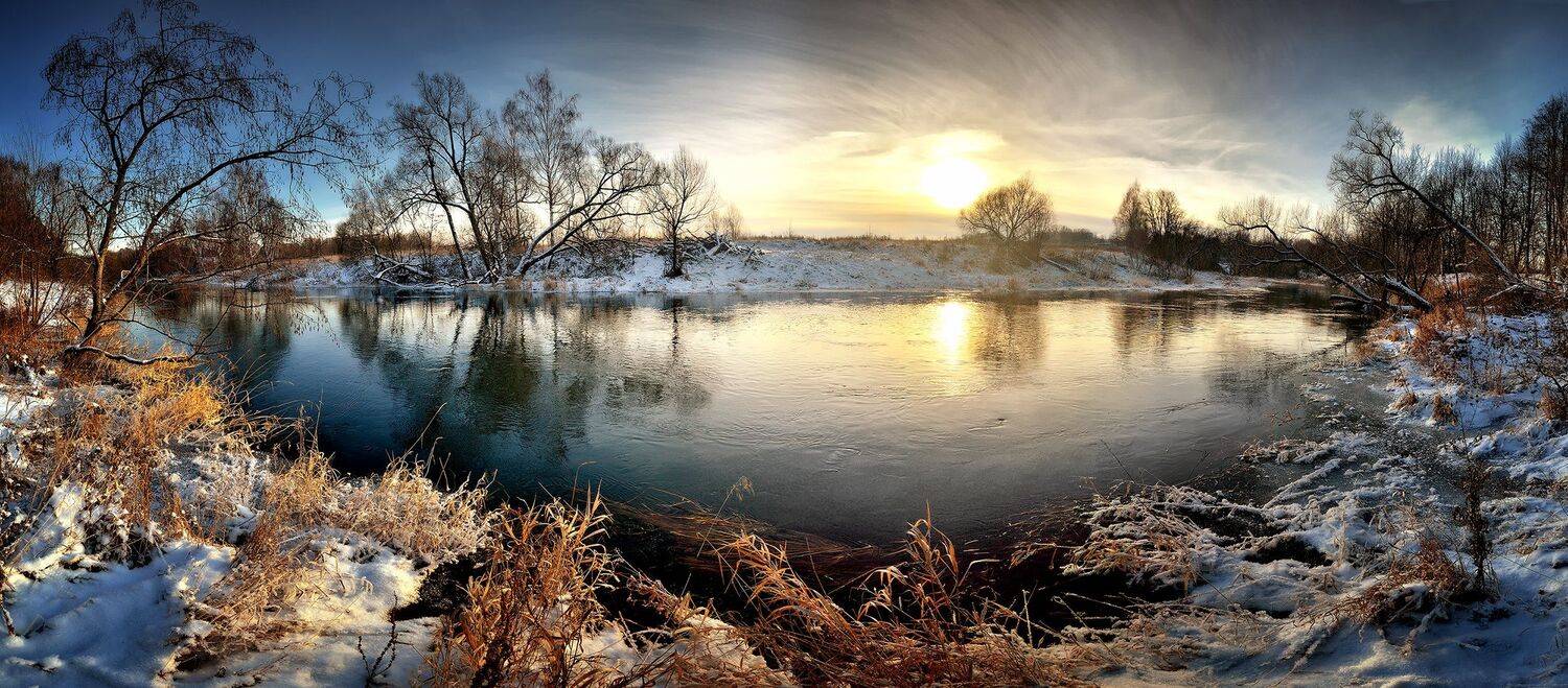 лес, природа, пейзаж, зима, река, вода, ручей, подмосковье, Алексей Никонов