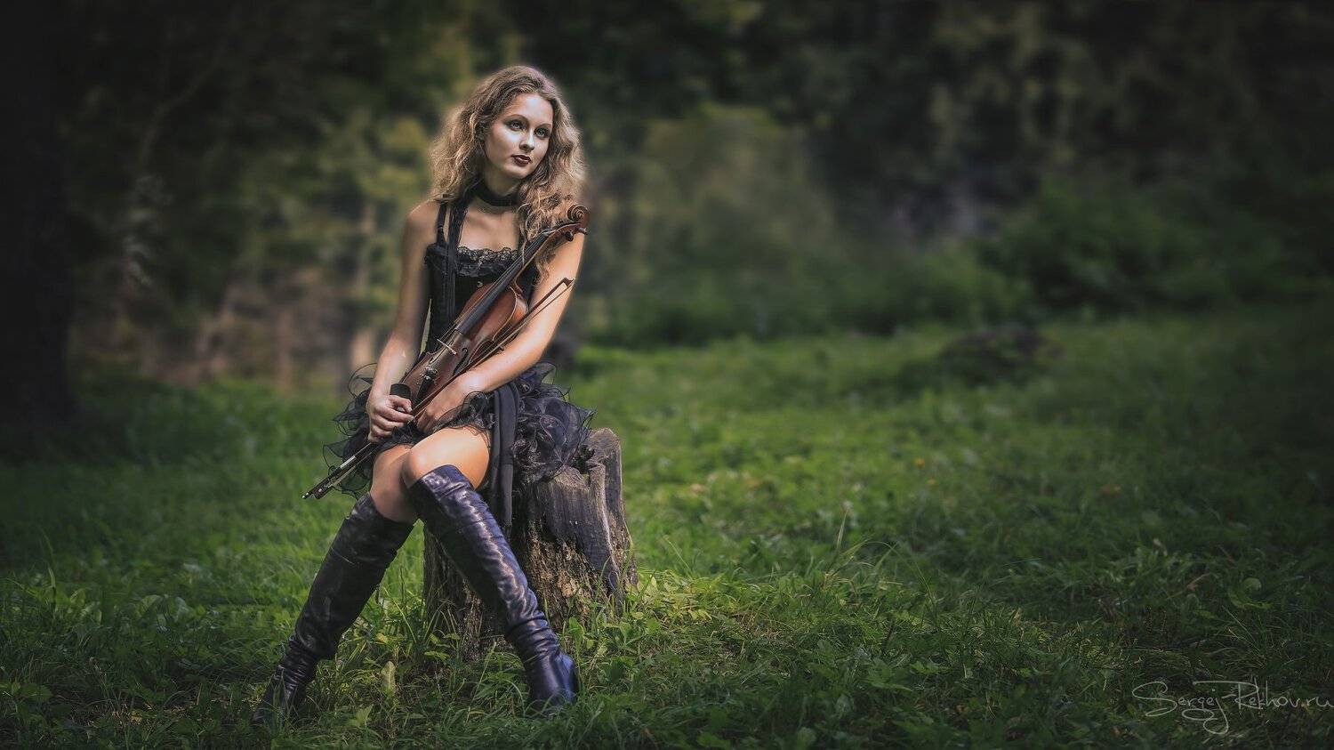 девушка, скрипка, лес, портрет, portrait, rekhov, Сергей Рехов