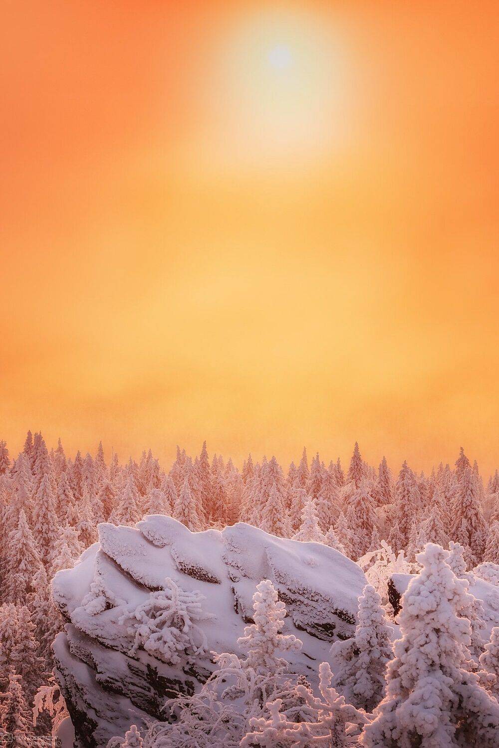 таганай, южный урал, златоуст, горы, зима, вечер, снег, деревья, вершины, синий час, вечер, златоуст, Антон Кошетаров
