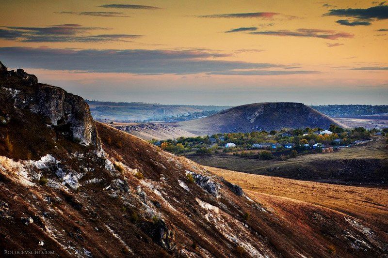 природа, , молдова Вид на молдавское село. Закат фото превью