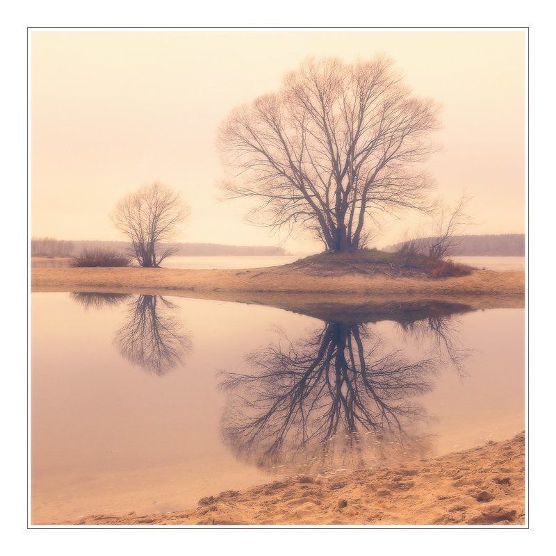 осень, пейзаж, утро, озеро осенний этюд фото превью