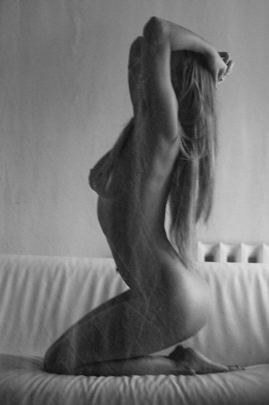 girl, nude, portrait Девушка за занавеской фото превью