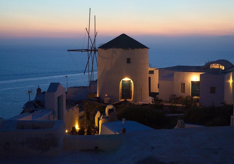 санторини, греция Ночь и день фото превью