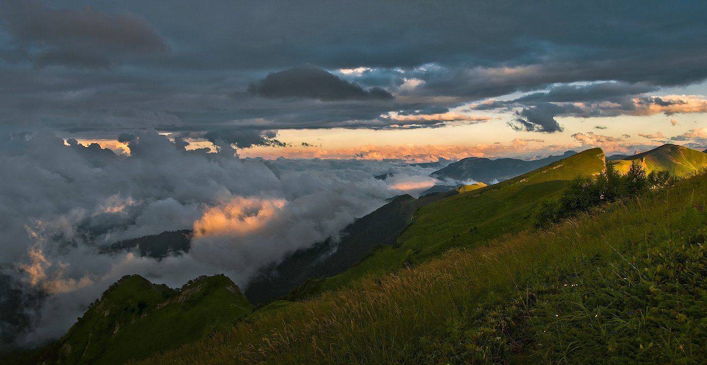 горы, кавказ, закат, ФЁДОР