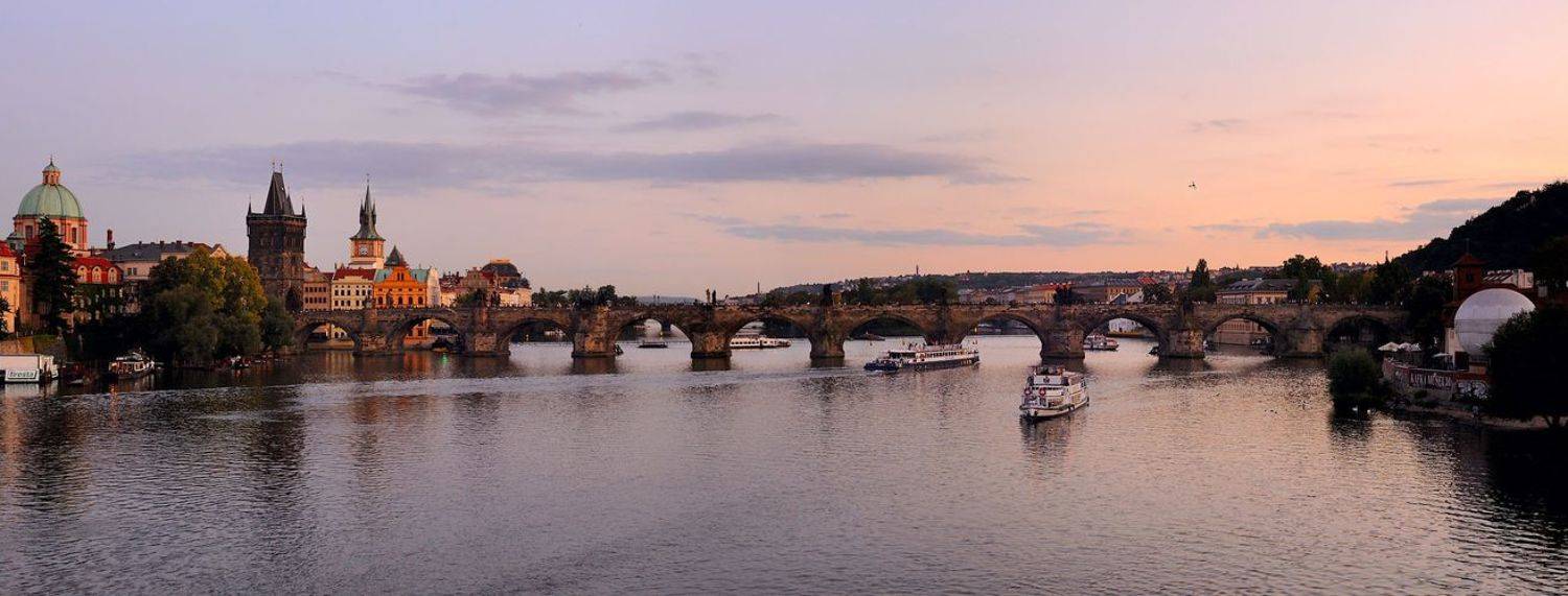 чехия, прага, карлов мост, закат, панорама, Бычков Денис