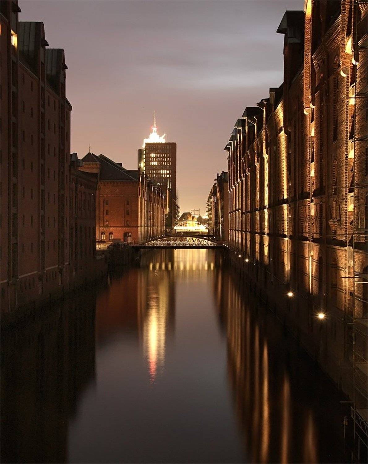 город, гамбург, канал, мосты, вода, вечер, speicherstadt, Игорь Дубровский