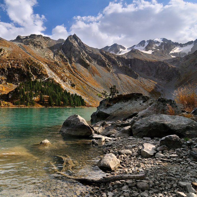 россия,  горный алтай, усть-коксинский район, катунский хребет, верхнее мультинское озеро, мульта Верхнемультинское озеро фото превью