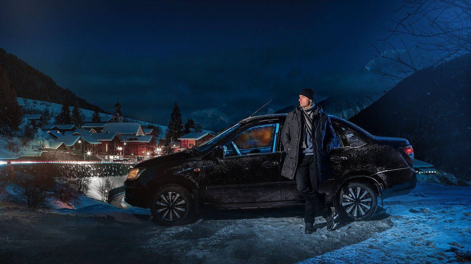 снег,ночь,вспышки,коллаж, Георгий Шпунтов