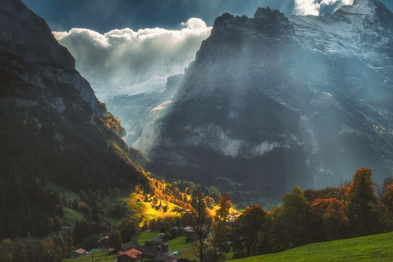 landscape,travel,light,switzerland Grindelwald lights фото превью
