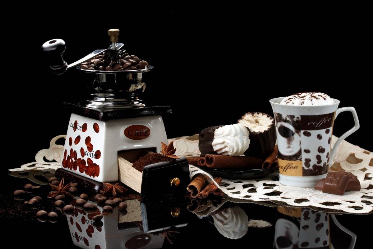 кофемолка, кофе, специи, чашка, зефир, шоколад, Шруб (Беляева) Татьяна