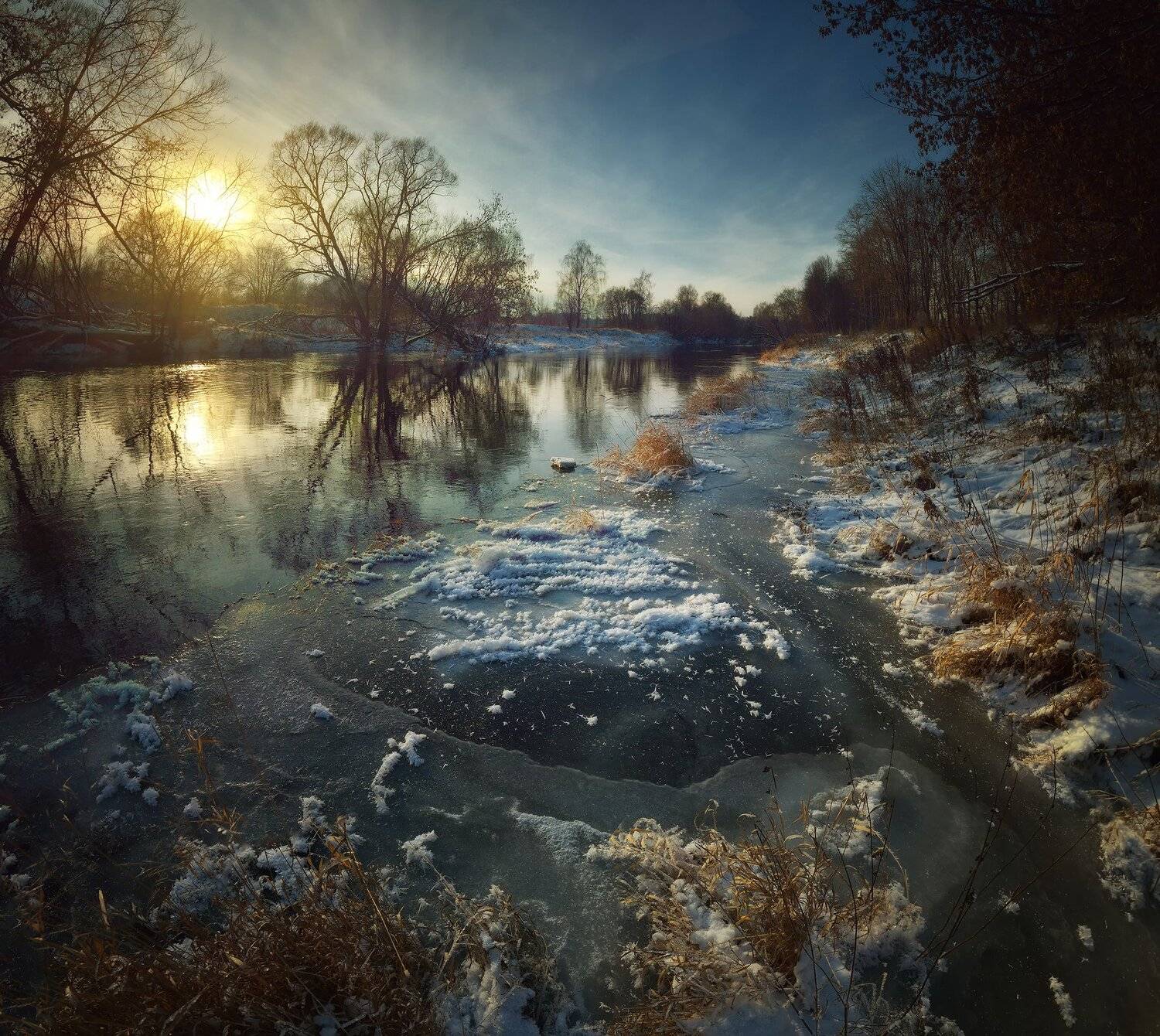 лес, природа, пейзаж, зима, река, вода, ручей, подмосковье, Алексей Никонов