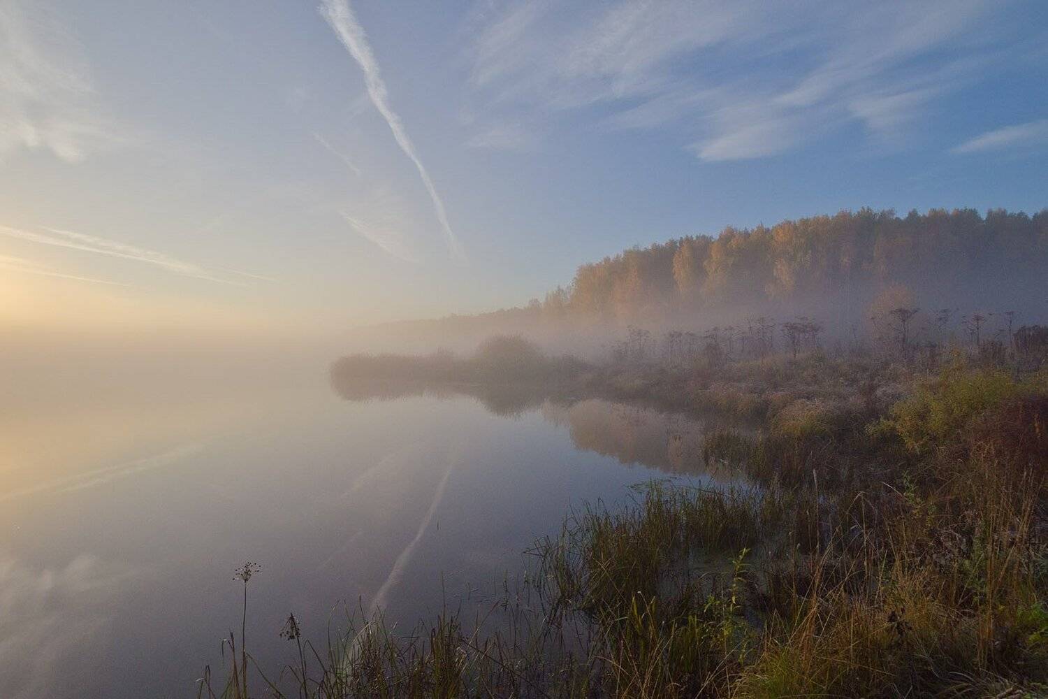 утро, туман, пейзаж, архангельское, Михаил Агеев
