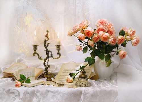 ...с букетом роз морозный зимний вечер...