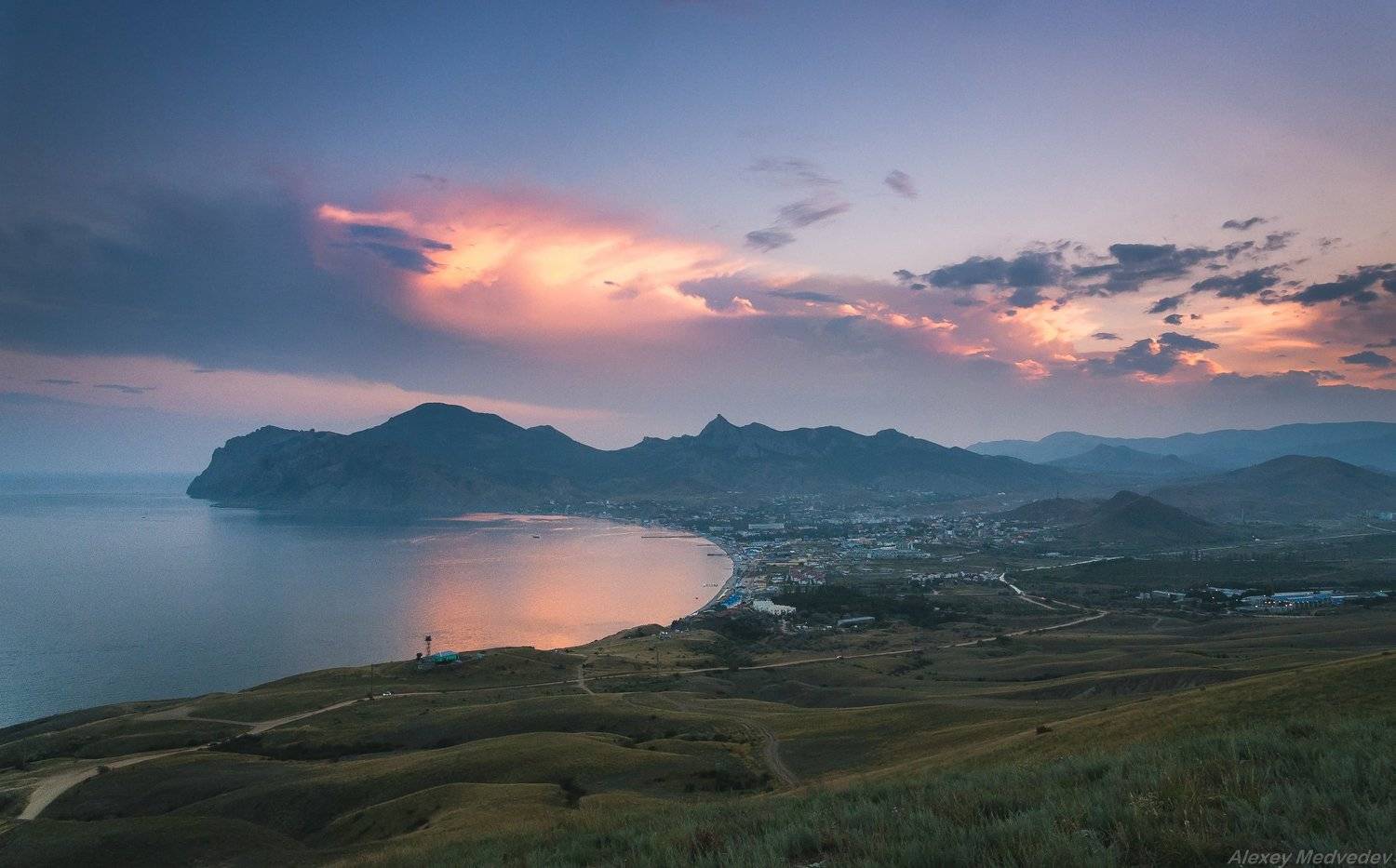 крым, карадаг, коктебель, черное, море, закат, сумерки, crimea, koktebel, Алексей Медведев