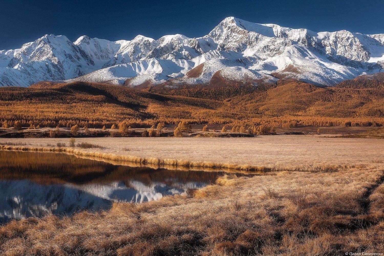 пейзаж, горы, осень, алтай, озеро, солнце, небо, ледник, Павел Силиненко