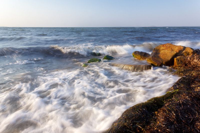 море, закат, вода, пейзаж, волны Воды Таманского залива фото превью