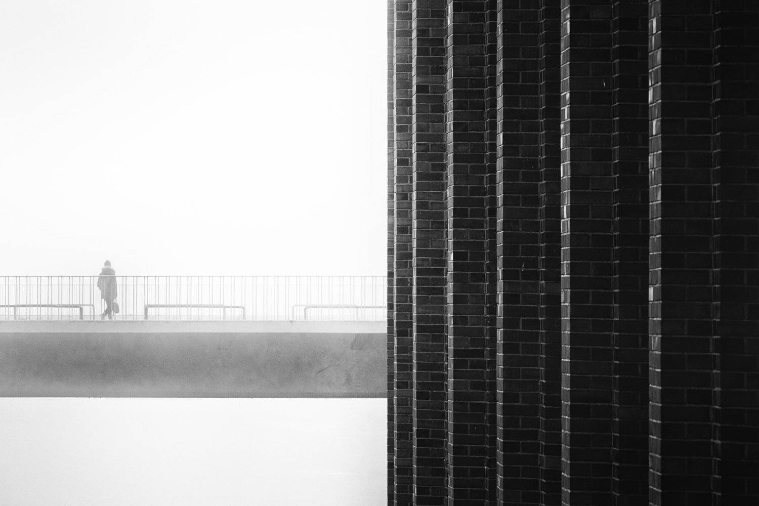mist, fog, haze, bridge, person, urban, street, Alexander Sch&ouml;nberg