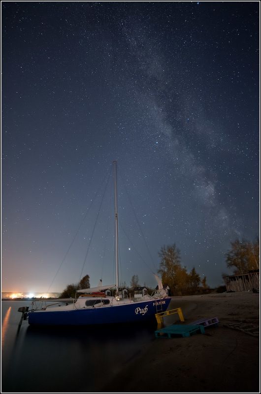 млечный путь Обское море звезды остров Хреновый Звёзды над Рифом фото превью