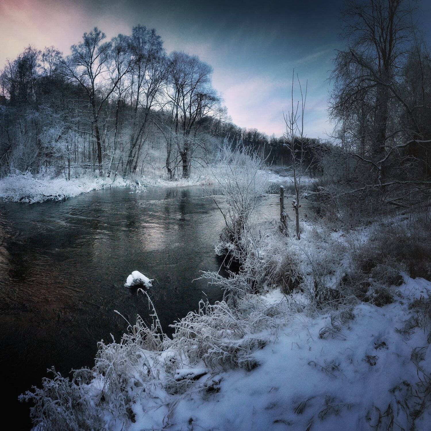лес, природа, пейзаж, зима, река, вода, ручей, подмосковье, Алексей Никонов
