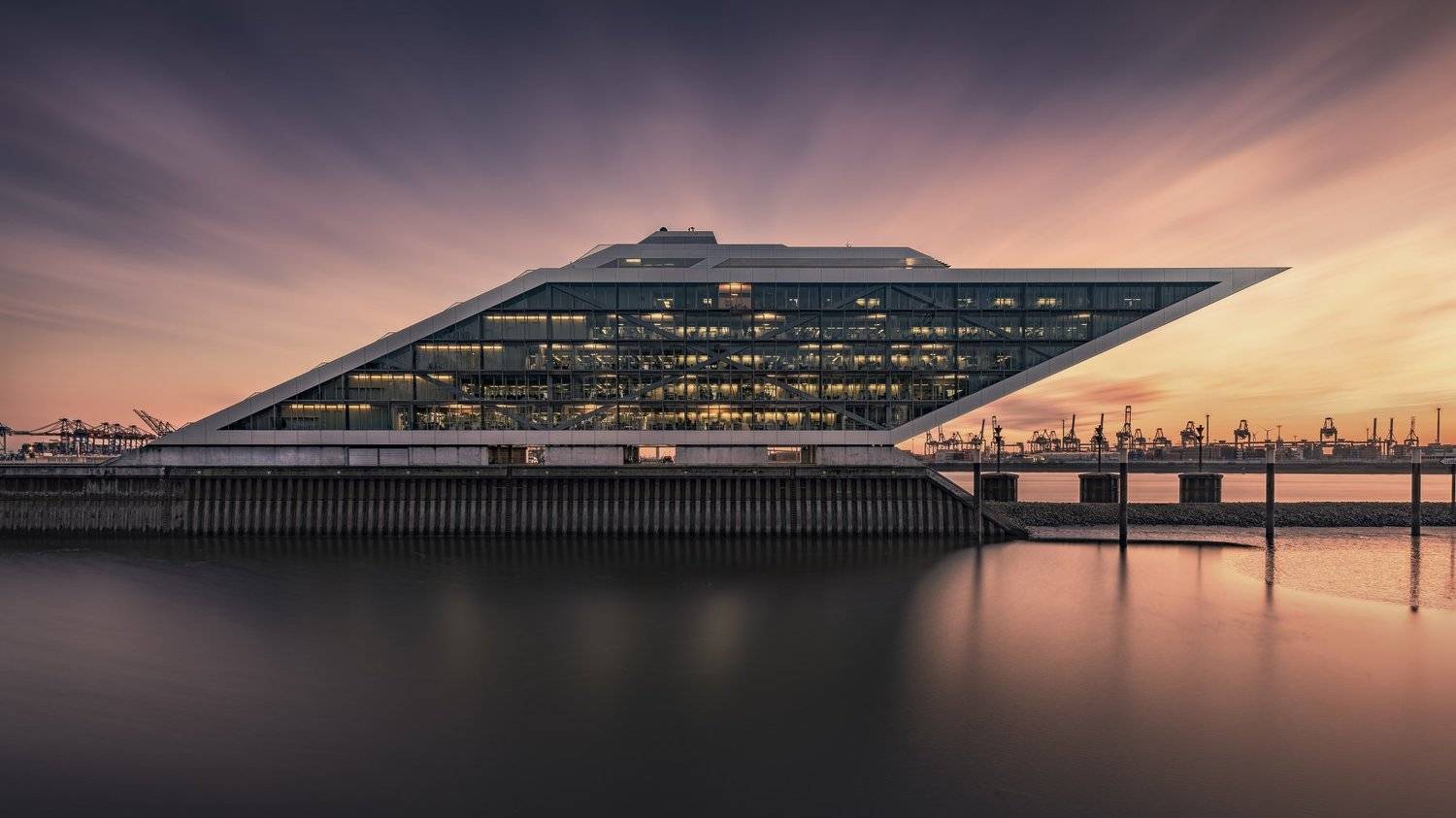 harbour, hamburg, water, sunset, clouds, building, architecture, longexposure, Alexander Sch&ouml;nberg