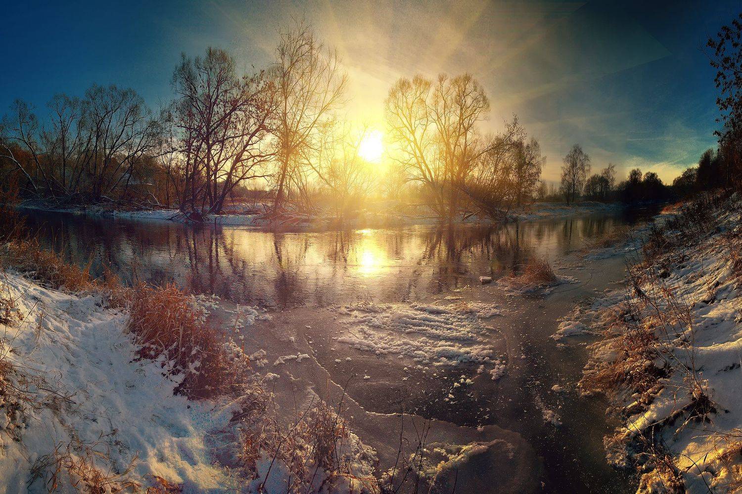 лес, природа, пейзаж, зима, река, вода, ручей, подмосковье, Алексей Никонов