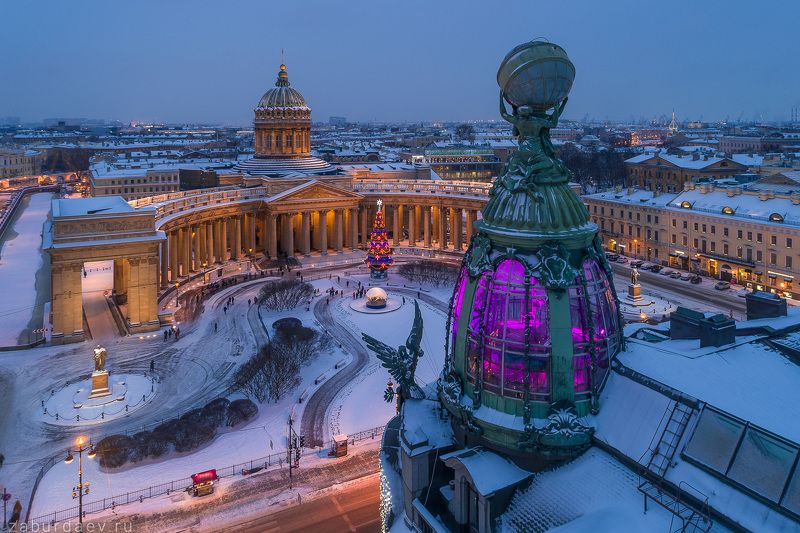 россия, петербург, санкт-петербург, зима, утро, рассвет Дом компании «Зингер» фото превью