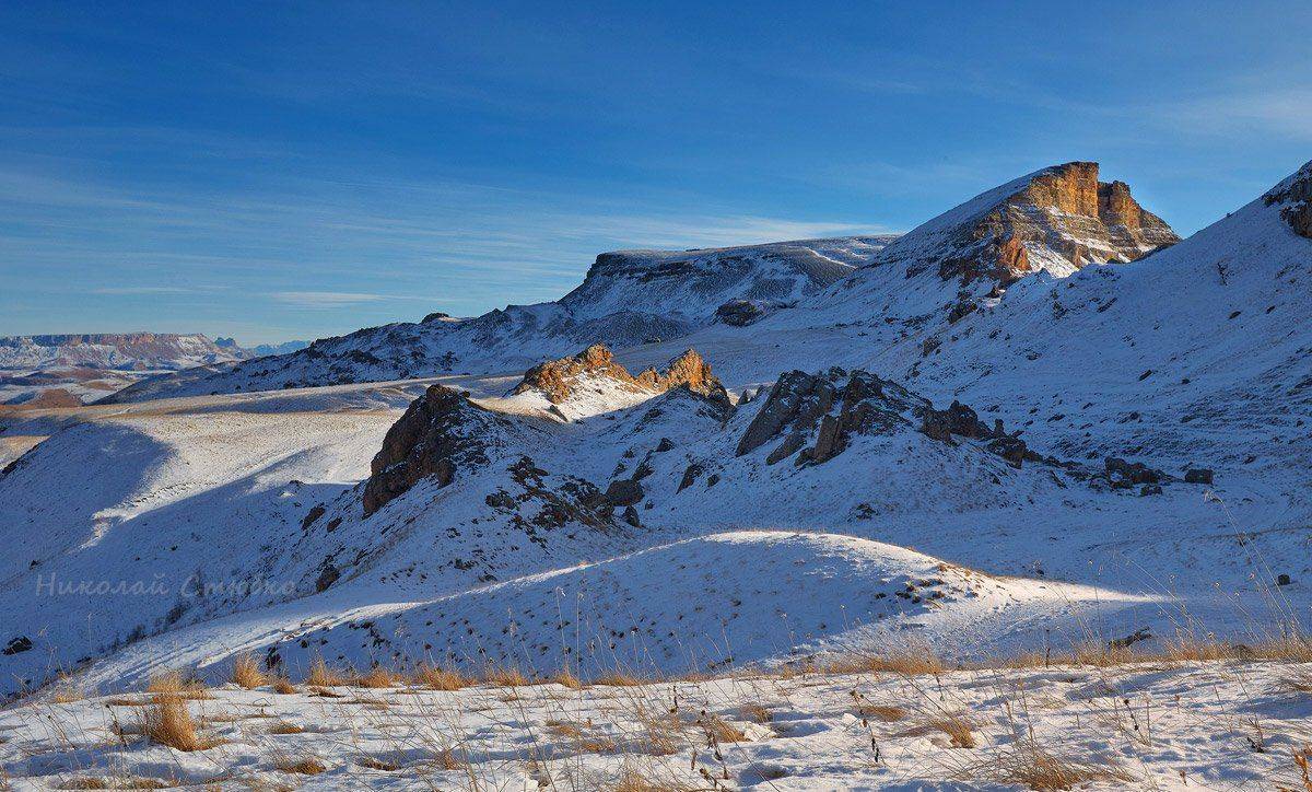 кавказ горы бермамыт зима вечер, Николай Стюбко