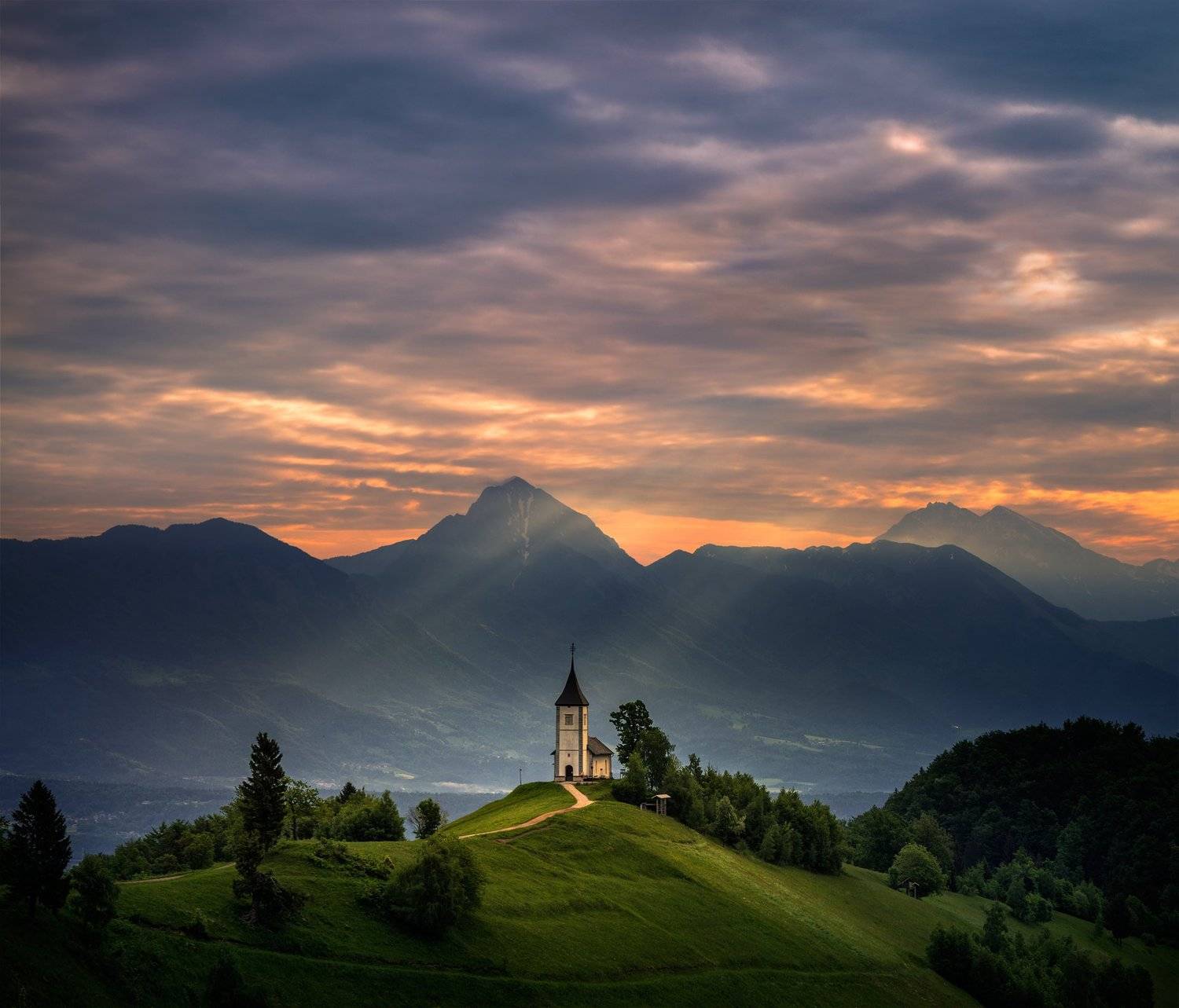 landscape nature sunrise scenery chapel mountain  light morning cloudy свет пейзаж утро, Александър Александров