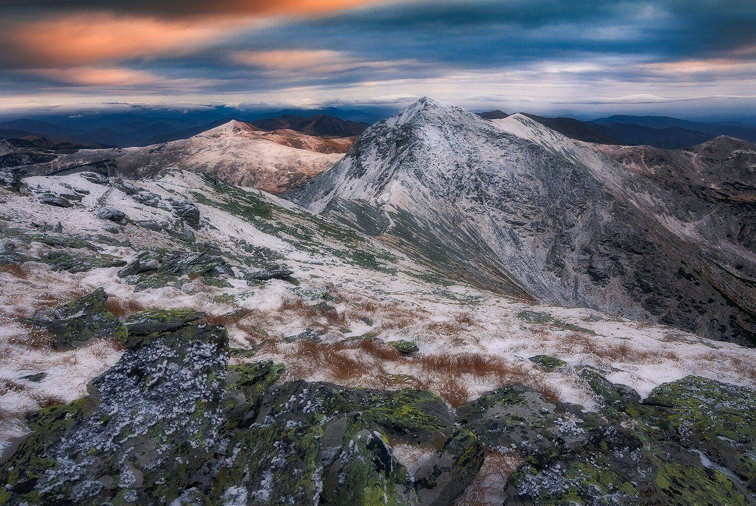 rodnei, romania, landscape, sunset, mountain, winter, Csomai David
