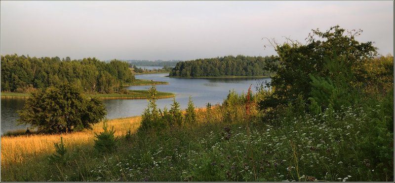 лето, озеро, берега, утро Воспоминание о лете фото превью