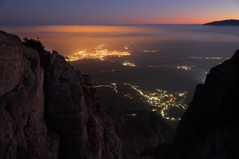 алушта, крым, горы, димерджи Сумерки над Алуштой. фото превью