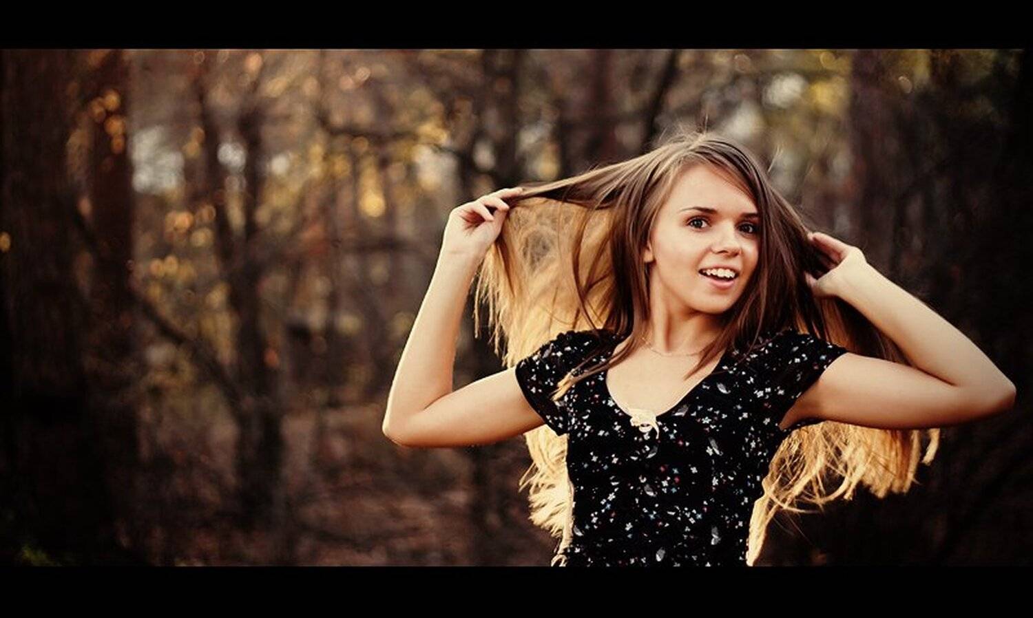 девушка, осень, улыбка, Дмитрий Душаков