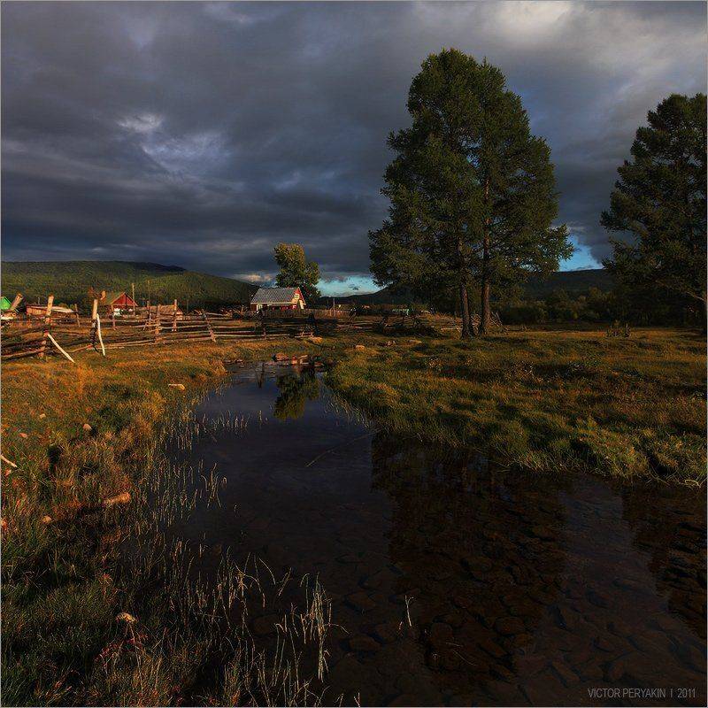 деревня, сухая, река, тайга, байкал, Виктор Перякин