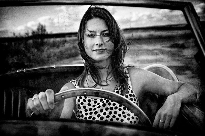 portrait, woman, drive, car, vintage, mg1958 Drive! фото превью