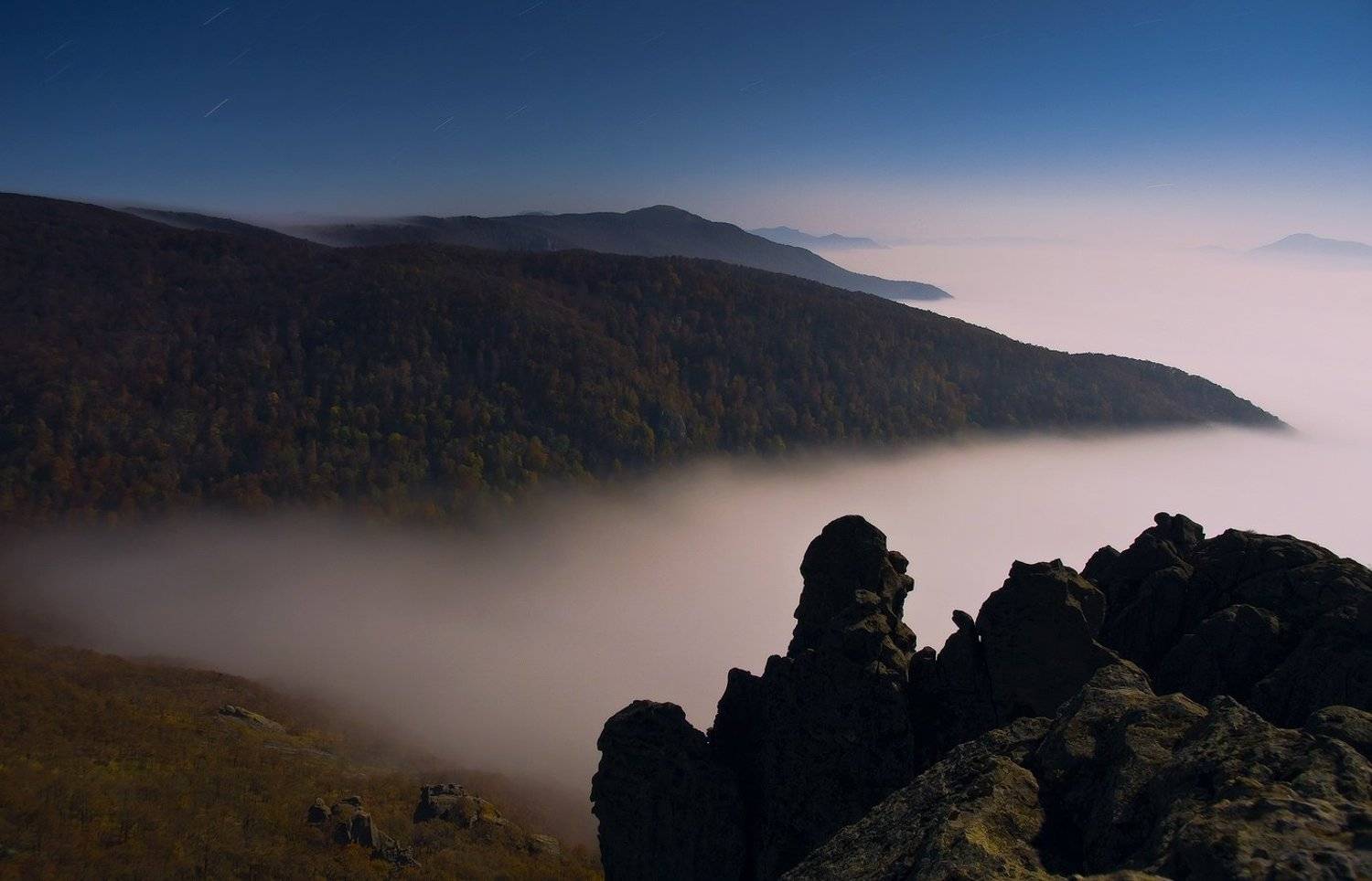 горы, кавказ, индюк, ночь, луна, вершина, осень, ФЁДОР