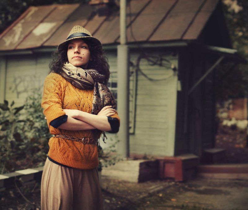 город, ретро, девушка, портрет Анна фото превью